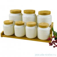 Набор банок для сыпучих продуктов 7 шт (340 мл, 1 л) на подставке &quot;Bamboo&quot; (подарочная упаковка) / 368394