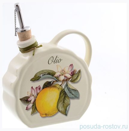 Графин 550 мл с крышкой для масла 18 см &quot;Artigianato ceramico /Лимоны&quot; / 156773
