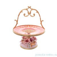 Конфетница н/н с ручкой &quot;Розаперла /Марисоль /Розовая с золотом&quot; / 159860