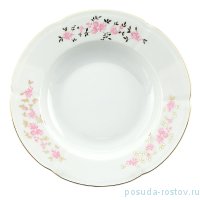 Тарелка 22,5 см 1 шт глубокая &quot;Болеро /Розовые цветочки&quot; / 279604