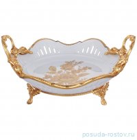 Блюдо 28 x 23 см для хлеба н/н с ручками &quot;Роза&quot; / 333584