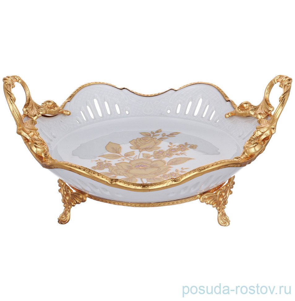 Блюдо 28 x 23 см для хлеба н/н с ручками "Роза" / 333584