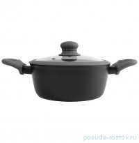 Кастрюля 20 см с крышкой антипригарное покрытие 2,3 л серо-черная &quot;Robust&quot; / 374688