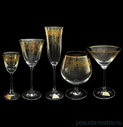 Бокалы для белого вина 190 мл 6 шт &quot;Флора /Золотая повитель&quot; / 018389