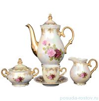 Кофейный сервиз на 6 персон 15 предметов &quot;Офелия /Роза перламутр&quot; / 046487