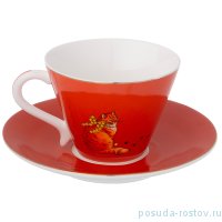 Чайная пара 230 мл 1 шт &quot;кошка /охра /жёлтые кристаллы&quot; / 211259