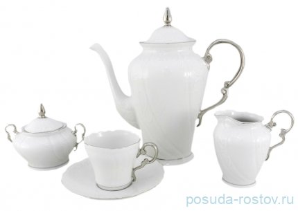 Кофейный сервиз на 6 персон 15 предметов &quot;Эла /Отводка платина&quot; / 158509