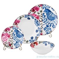 Столовый набор на 6 персон 24 предмета &quot;Дуэт /Цветы и птица&quot; / 186933