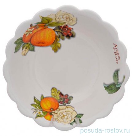 Салатник 25 см с ложками &quot;Artigianato ceramico /Апельсин и роза&quot; / 228329