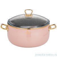 Кастрюля 24 см с крышкой эмалированная 5,3 л антипригарное мраморное покрытие &quot;Agness /Тюдор&quot; / 206401