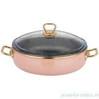 Сотейник 28 см с крышкой эмалированный антипригарное мраморное покрытие 4,5 л &quot;Agness /Тюдор&quot; / 206403