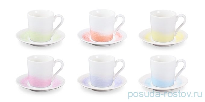 Набор кофейных пар 90 мл 6 шт для эспрессо "myCOFFEE /Pastels" / 247491