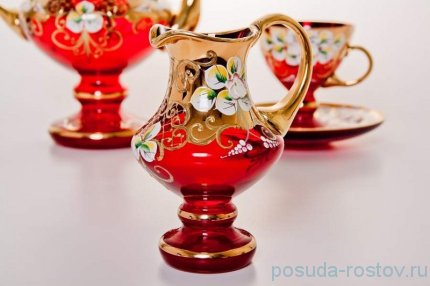 Чайный сервиз на 6 персон 15 предметов &quot;Лепка красная&quot; / 060360