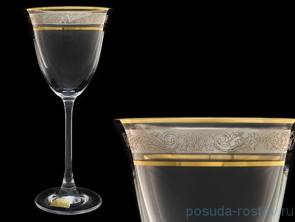 Бокалы для белого вина 190 мл 6 шт &quot;Флора /Узкая платина&quot; / 018381