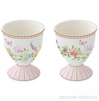 Подставка для яйца 6,5 см 2 шт бело-розовые &quot;Цветы /Happy Easter&quot; / 369102
