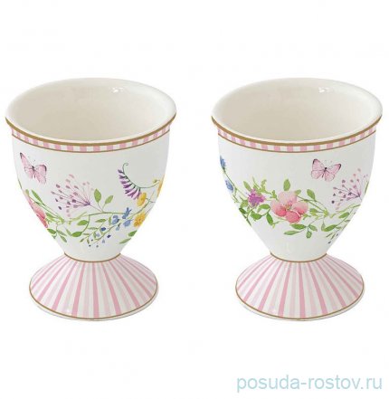Подставка для яйца 6,5 см 2 шт бело-розовые &quot;Цветы /Happy Easter&quot; / 369102