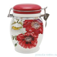 Банка для сыпучих продуктов 11,5 х 15 см с зажимом 700 мл &quot;Маки&quot; / 278507