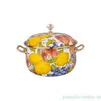 Кастрюля 18 см с крышкой эмалированная 2,8 л &quot;Agness /Фландрия /Фрукты&quot; / 225322