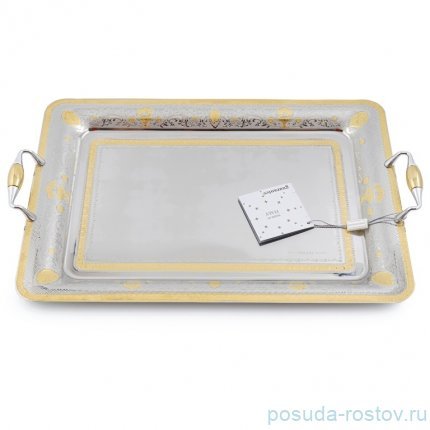 Поднос 50 x 35 см прямоугольный с ручками &quot;Majestic Gold&quot; / 247869