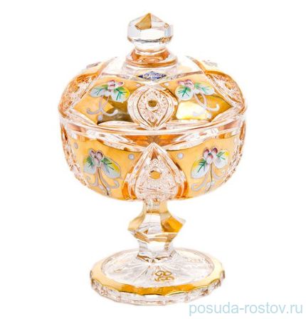 Вазочка 13 см с крышкой н/н &quot;Хрусталь с золотом&quot; / 043945