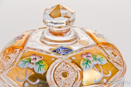 Вазочка 13 см с крышкой н/н &quot;Хрусталь с золотом&quot; / 043945