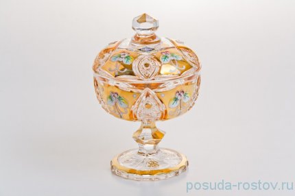 Вазочка 13 см с крышкой н/н &quot;Хрусталь с золотом&quot; / 043945