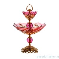 Этажерка 2-х ярусная 31 x 31 x 45 cм &quot;Розаперла /Розовая с золотом&quot; / 103738