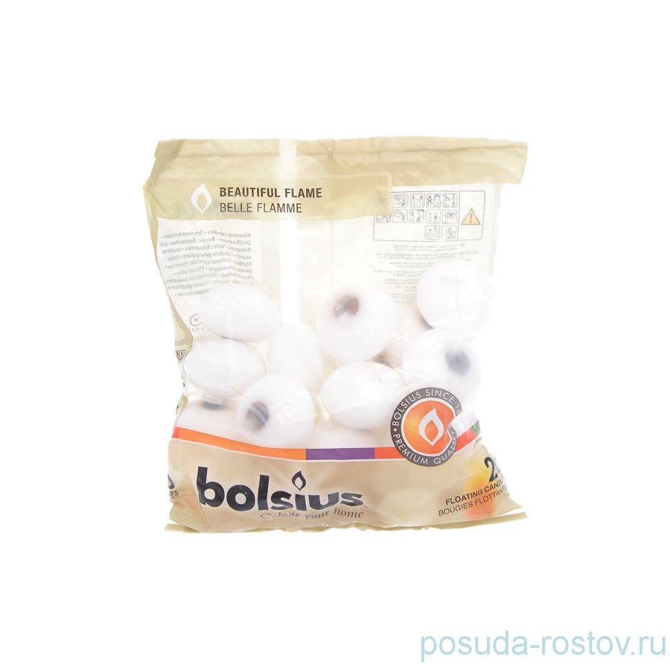 Свечи плавающие 20 шт "Белые /Bolsius" / 257254