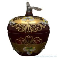 Вазочка 10 см с крышкой - яблоко &quot;Лепка красная /6222&quot; / 033122