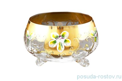 Конфетница 16 см на 3-х ножках золото &quot;Лепка прозрачная&quot; SC / 151462