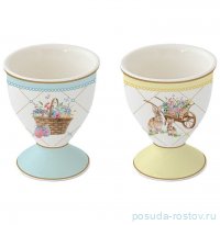 Подставка для яйца 6,5 см 2 шт голубая/желтая &quot;Кролики и корзина /Spring Bloom&quot; / 369103