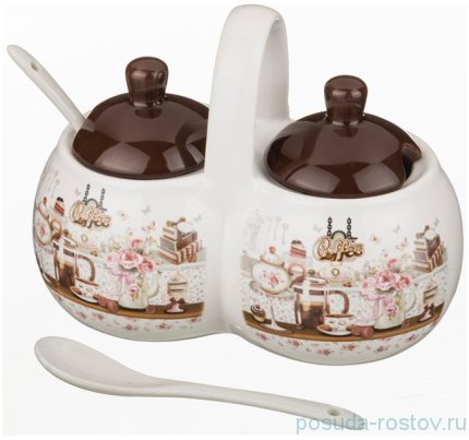 Банка для специй 17 х 10 х 13 см двойная с ложками &quot;Coffee&quot; / 190374