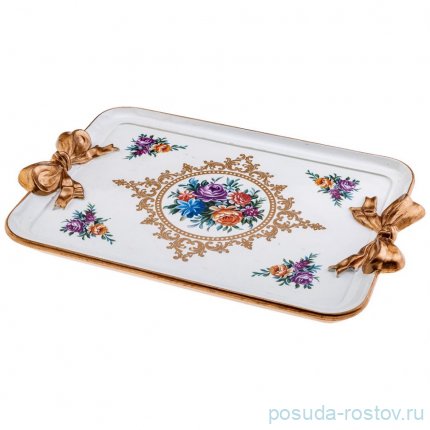 Поднос 56 х 38 х 5 см прямоугольный с ручками &quot;Букет с розами&quot; / 186629