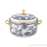 Кастрюля 16 х 11 см с крышкой эмалированная 2,1 л &quot;Agness /Винтаж /Цветы и бабочки&quot; / 197732