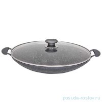 Сковородка  вок 34 см гранитная с антипригарным покрытием крышка стеклянная &quot;TURKISH WOK &amp; PANS&quot; сер / 295583
