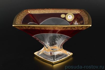 Ваза для конфет 22 см н/н &quot;Квадро /Красная с золотом&quot; / 099966