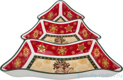 Менажница 24 х 24 х 5 см 3-х секционная &quot;christmas collection /колокольчики&quot; / 192334