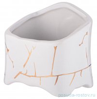 Подставка под чайные пакетики  8,7 х 6,1 х 7,9 см белая &quot;Золотой мрамор&quot; / 323072