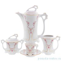 Кофейный сервиз на 6 персон 15 предметов мокко &quot;Соната /Розовый цветок&quot; / 156216