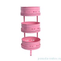 Набор ёмкостей для овощей 28 х 68 см без крышек 3 яруса розовые &quot;Yildiray Metal Pink&quot; / 258211
