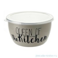 Миска с пластиковой крышкой эмалированная без ручек 2,4 л &quot;Queen of Kitchen&quot; / 300199