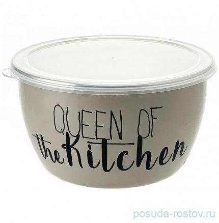 Миска с пластиковой крышкой эмалированная без ручек 2,4 л &quot;Queen of Kitchen&quot; / 300199