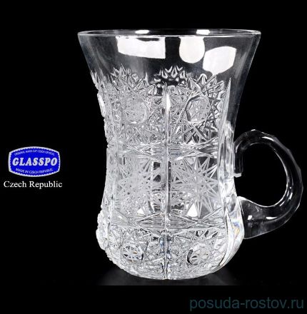 Армуды для чая 170 мл 6 шт с ручкой &quot;Glasspo /Хрусталь резной&quot; / 013663
