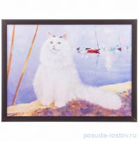 Панно деко-боксы 30 х 40 см &quot;Белая кошка&quot; /рамка венге с окантовкой / 279836