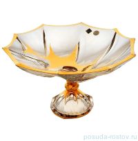 Ваза для фруктов 33,5 см н/н &quot;Calypso /С золотом&quot; хрусталь Йиглава / 030077
