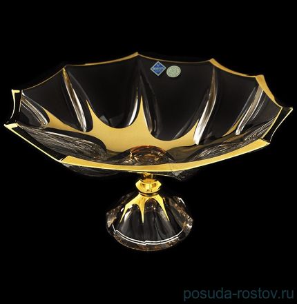 Ваза для фруктов 33,5 см н/н &quot;Calypso /С золотом&quot; хрусталь Йиглава / 030077