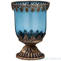 Подсвечник 9,5 х 9,5х 14 см н/н &quot;стамбул&quot; с металлическими элементами голубой / 272852