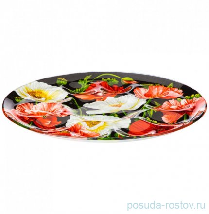 Блюдо для яиц 20,5 х 2 см чёрное &quot;Маки&quot; (6шт.) / 289553