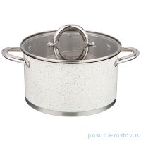 Кастрюля 24 х 13,5 см со стеклянной крышкой 6 л белая &quot;Agness&quot; / 213803