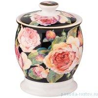 Банка для сыпучих продуктов 14 см чёрная &quot;Винтаж /Розы&quot; / 233556